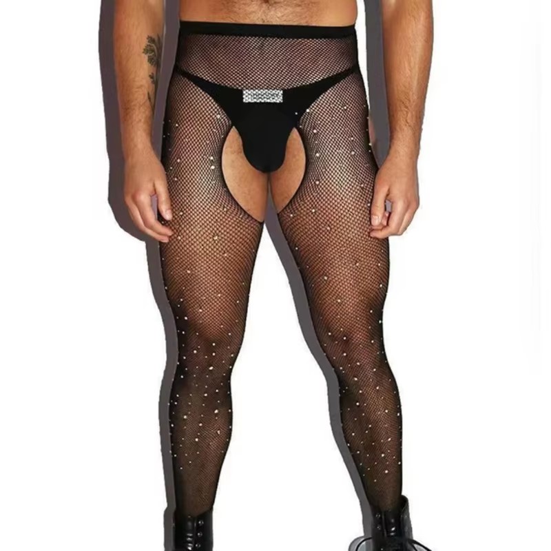 Crystal Mesh Fabric - 남성용 오픈 크로치 피쉬넷 팬티스타킹 스트레치