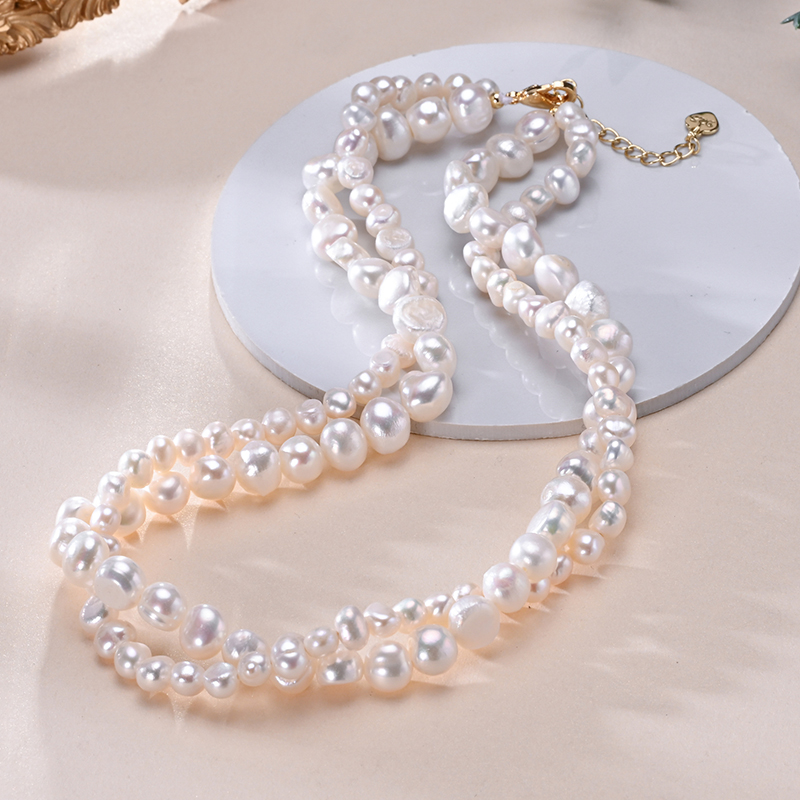 HENGSHENG 바로크 민물 화이트 진주 더블 목걸이 - Pearl Trim Chain 리뷰 및 가격