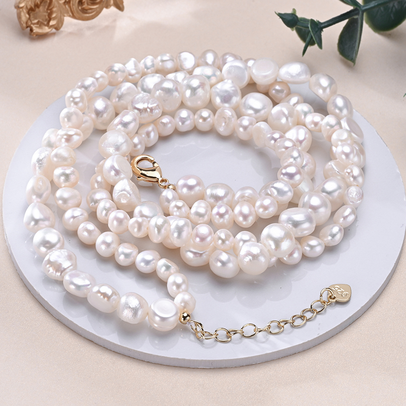 HENGSHENG 바로크 민물 화이트 진주 더블 목걸이 - Pearl Trim Chain 리뷰 및 가격