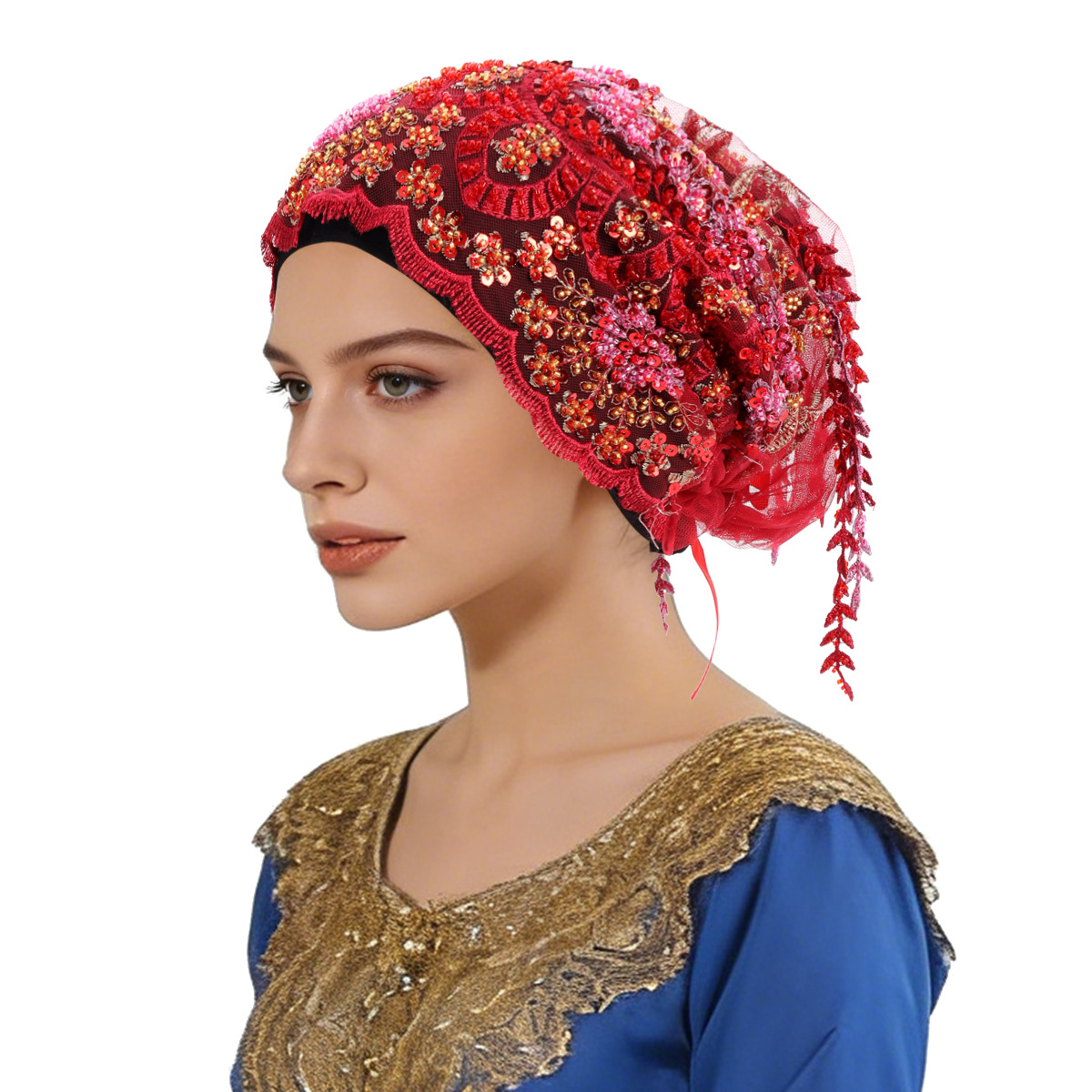 새로운 에스닉 태슬 헤드스카프 비즈 자수 터번 고급 태 - Tassel Fringe Trim 리뷰 및 가격