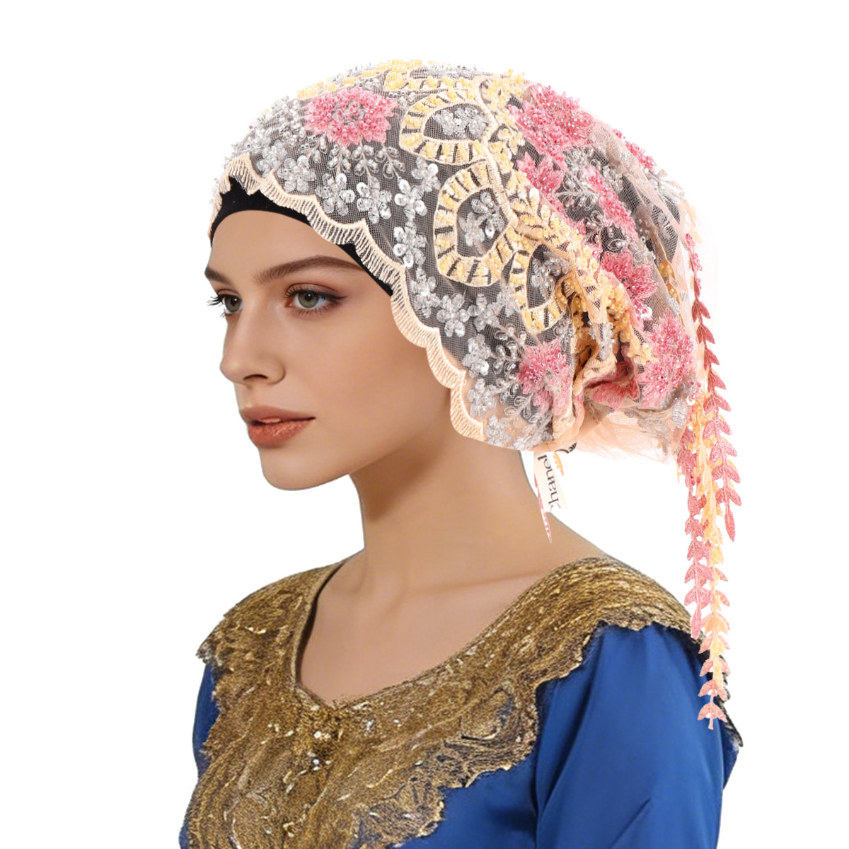 새로운 에스닉 태슬 헤드스카프 비즈 자수 터번 고급 태 - Tassel Fringe Trim 리뷰 및 가격